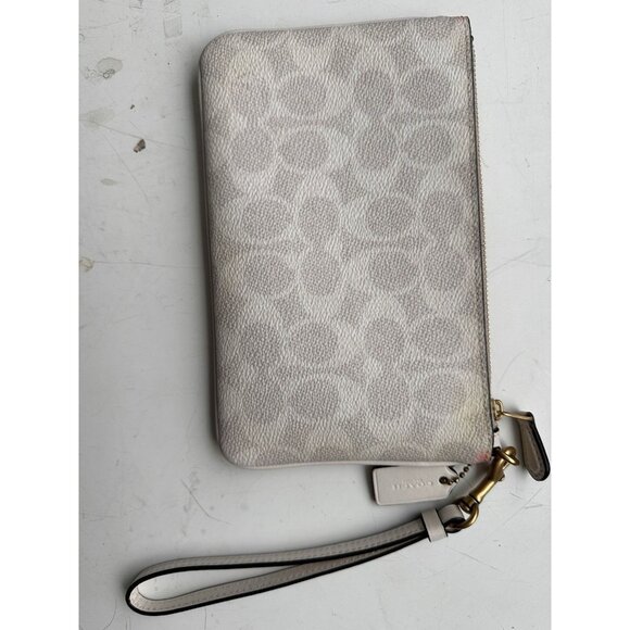 Coach Small Wristlet / Wallet In Signature Canvas With Snowman (tiny flaws) Xmas - Picture 7 of 8